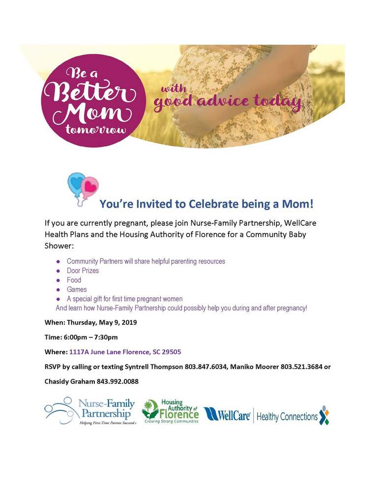 May 9th Community baby shower flyer